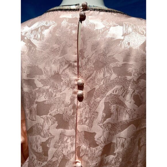 All Silk Vintage Dress by Spencer Jeremy 8 Pink Sequin Beaded Shoulder Pads 80s - Picture 8 of 16
